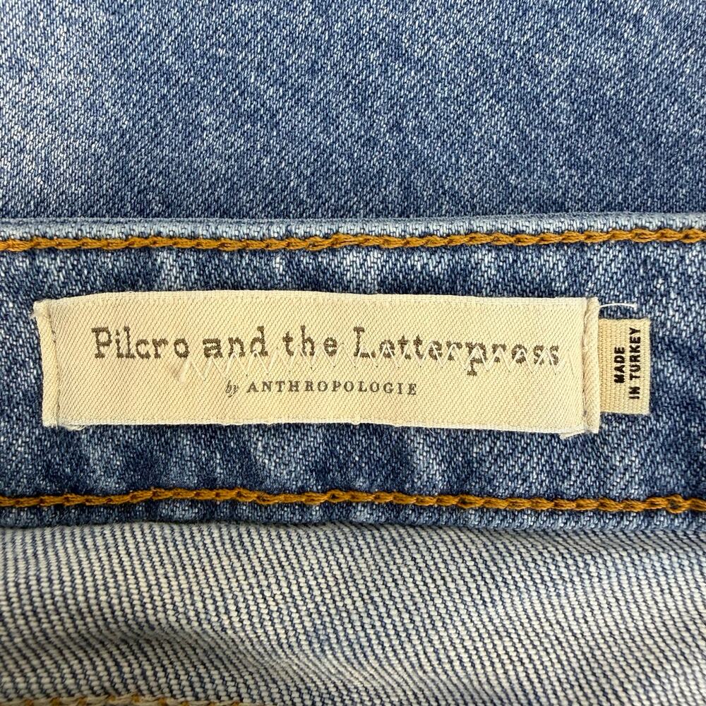 Pilcro and The Letterpress by Anthropologie Denim Skirt Women's 8 Blue Knee - Picture 3 of 10